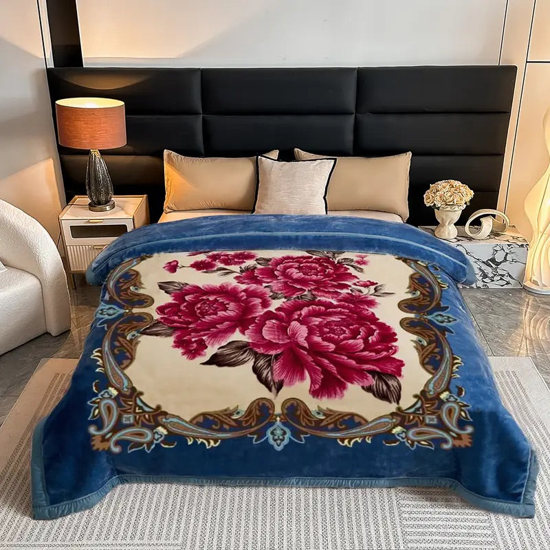 Plush Velvet Floral Blanket- the luxurious warmth and softness