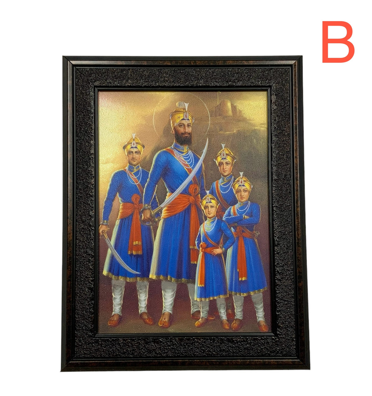 Guru Gobind Singh Ji Photo with Chaar Sahibzaade 7X9 inches