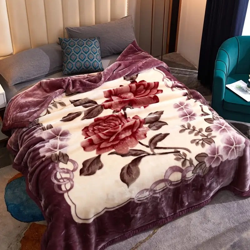 Premium Floral Velvet Blanket – Luxurious, Cozy, and Stylish
