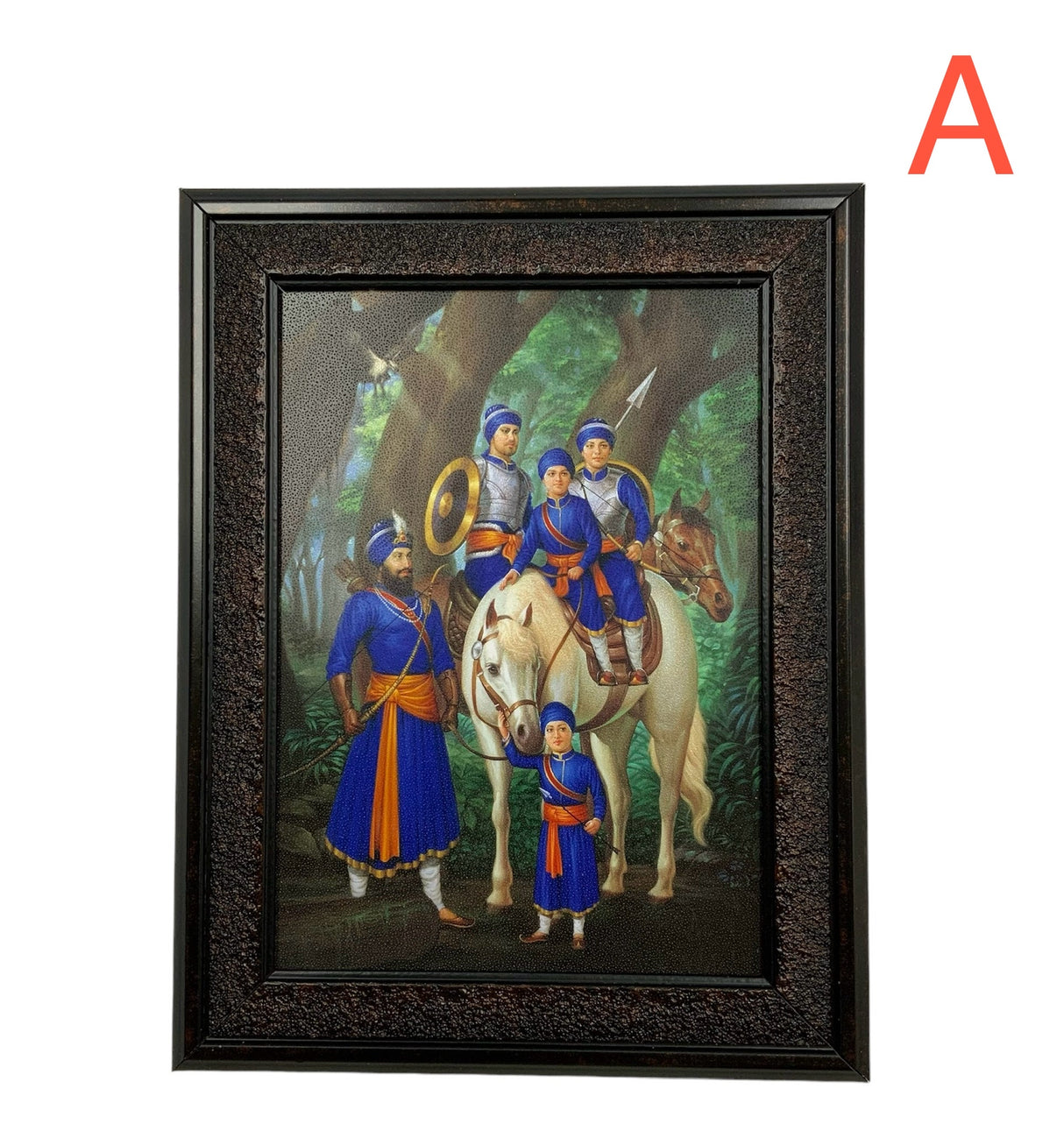 Guru Gobind Singh Ji Photo with Chaar Sahibzaade 7X9 inches
