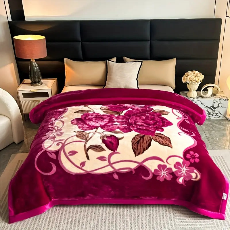 Luxurious Floral Velvet Blanket – Soft, Cozy, and Elegant