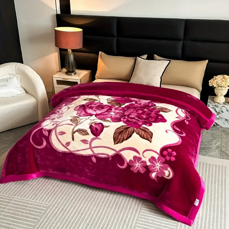 Luxurious Floral Velvet Blanket – Soft, Cozy, and Elegant