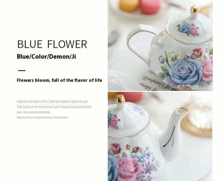 European-Style Luxury 21 Pc Porcelain Floral Tea Set