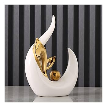 Luxury Abstract Gold & White Ceramic Sculpture