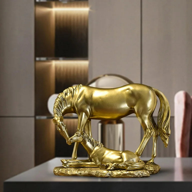 Horse and Foal Decorative Statue – Resin Home Décor Showpiec
