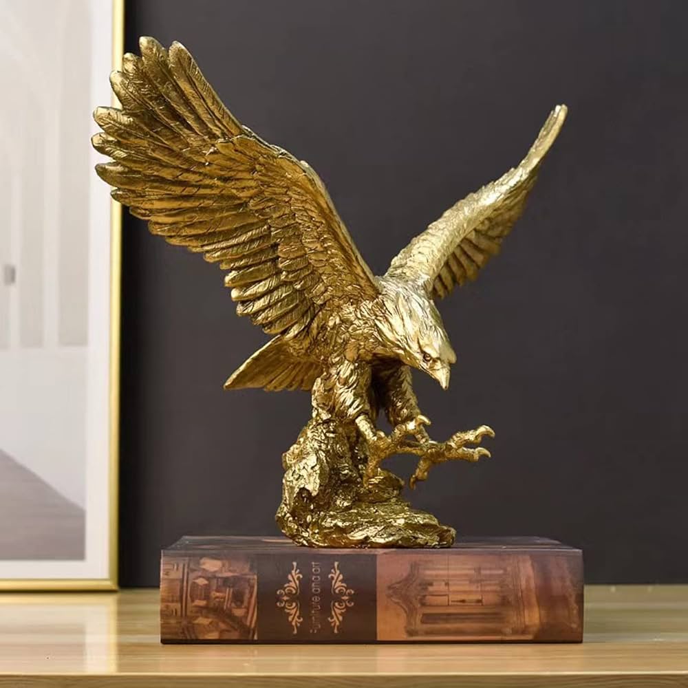 Golden Eagle Statue – Majestic Resin Eagle Figurine for Home & Office Decor