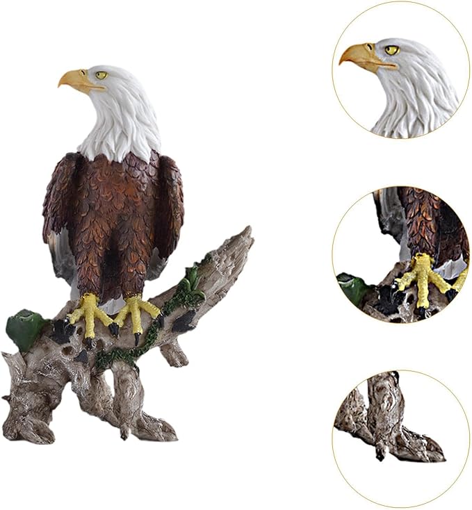 Bald Eagle Statue – Realistic Resin Eagle Figurine on Tree Branch
