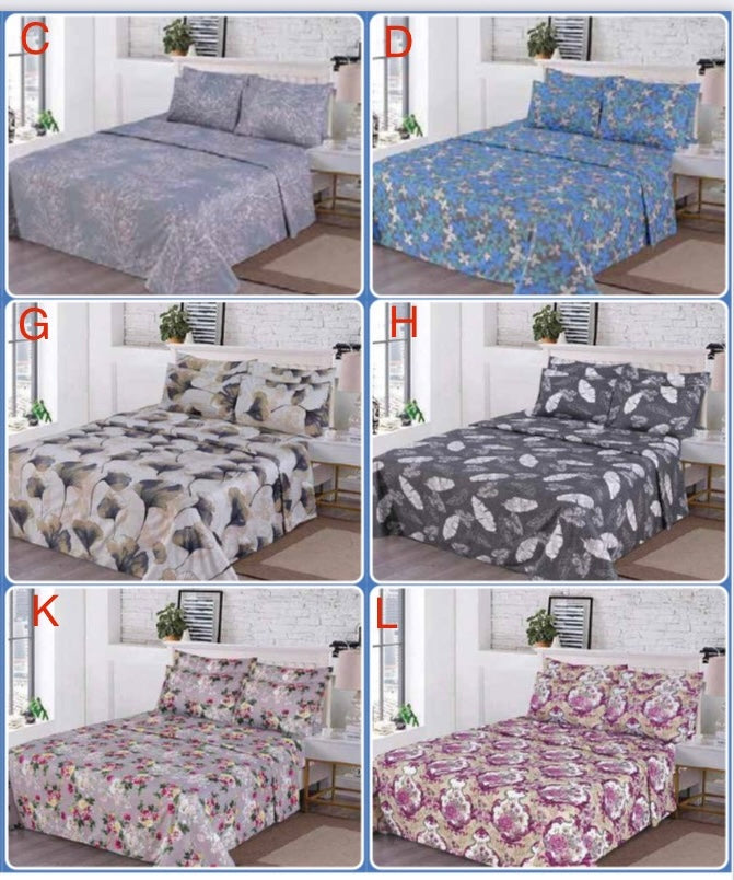 6 Piece Queen Bedsheet Set – 1 Fitted Sheet, 1 Flat Sheet & 4 Pillowcases | Premium Cotton | Multiple Elegant Designs