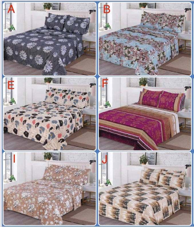 6 Piece Queen Bedsheet Set – 1 Fitted Sheet, 1 Flat Sheet & 4 Pillowcases | Premium Cotton | Multiple Elegant Designs