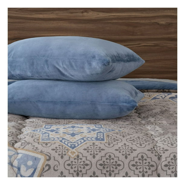 King Size Fleece Comforter Set 205x220 cm – Ultra-Soft Plush Bedding with 2 Pillowcases (50x70 cm), Elegant Pattern Design