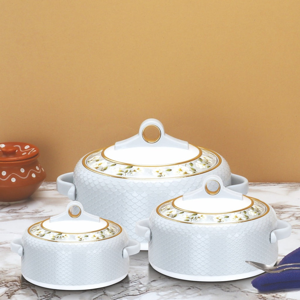 Nayasa Coral Insulated Casserole Set with Lid | Elegant Floral Design Hot Case for Roti, Rice & Serving (Copy)