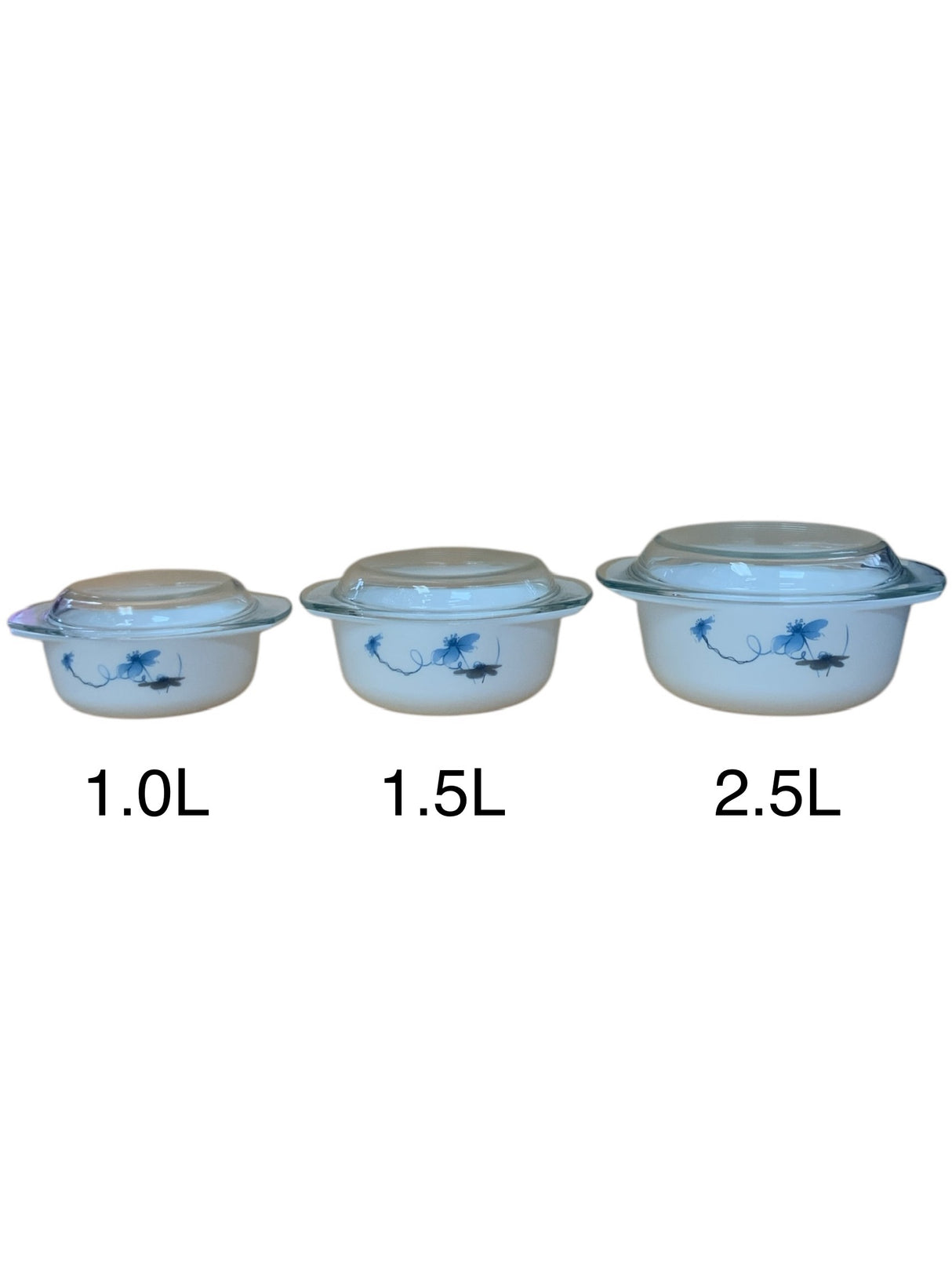 Complete 3-Piece Elegant Blue Floral Casserole Set β For Family Dining & Parties