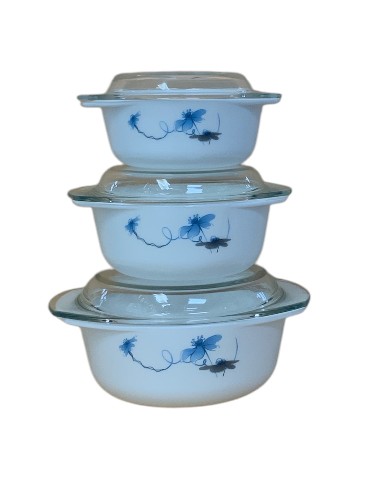 Complete 3-Piece Elegant Blue Floral Casserole Set β For Family Dining & Parties