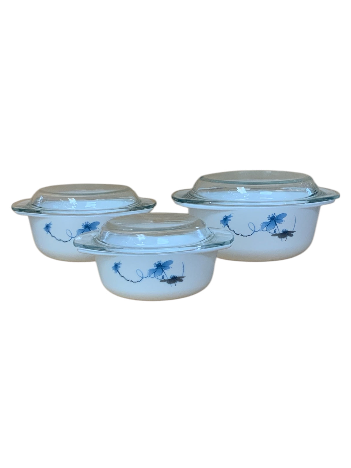 Complete 3-Piece Elegant Blue Floral Casserole Set β For Family Dining & Parties