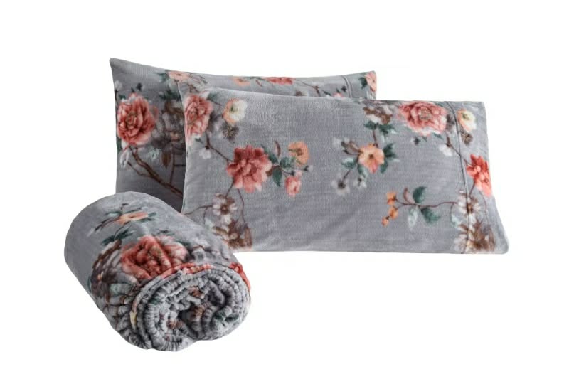 Luxury Floral Fleece Flannel Bedsheet Set – Ultra-Soft Warm Bedding with Deep Pocket Fit (King/Queen/Twin)