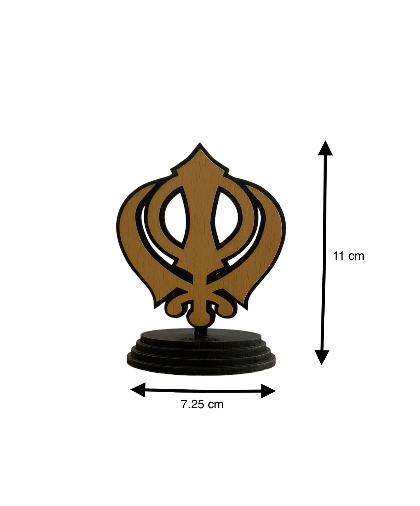 Dual Tone Wooden Khanda for Car Dashboard or Home