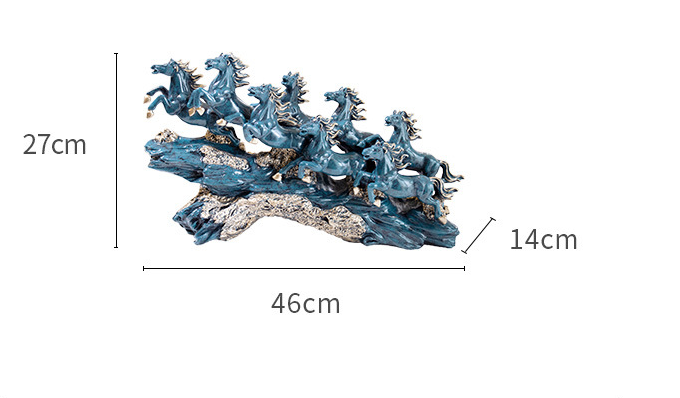 Eight Horses Running Sculpture, Resin Ornament Best House Warming Gift