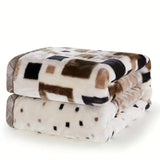 Luxury Mink Velvet Blanket with Geometric Design – Ultra Soft Winter Blanket for Queen Size Bed