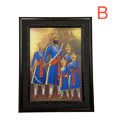 Guru Gobind Singh Ji Photo with Chaar Sahibzaade 7X9 inches