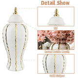 Decorative Vase with Gold Stripes & Lid – Classic Ceramic Tabletop, 3 Sizes