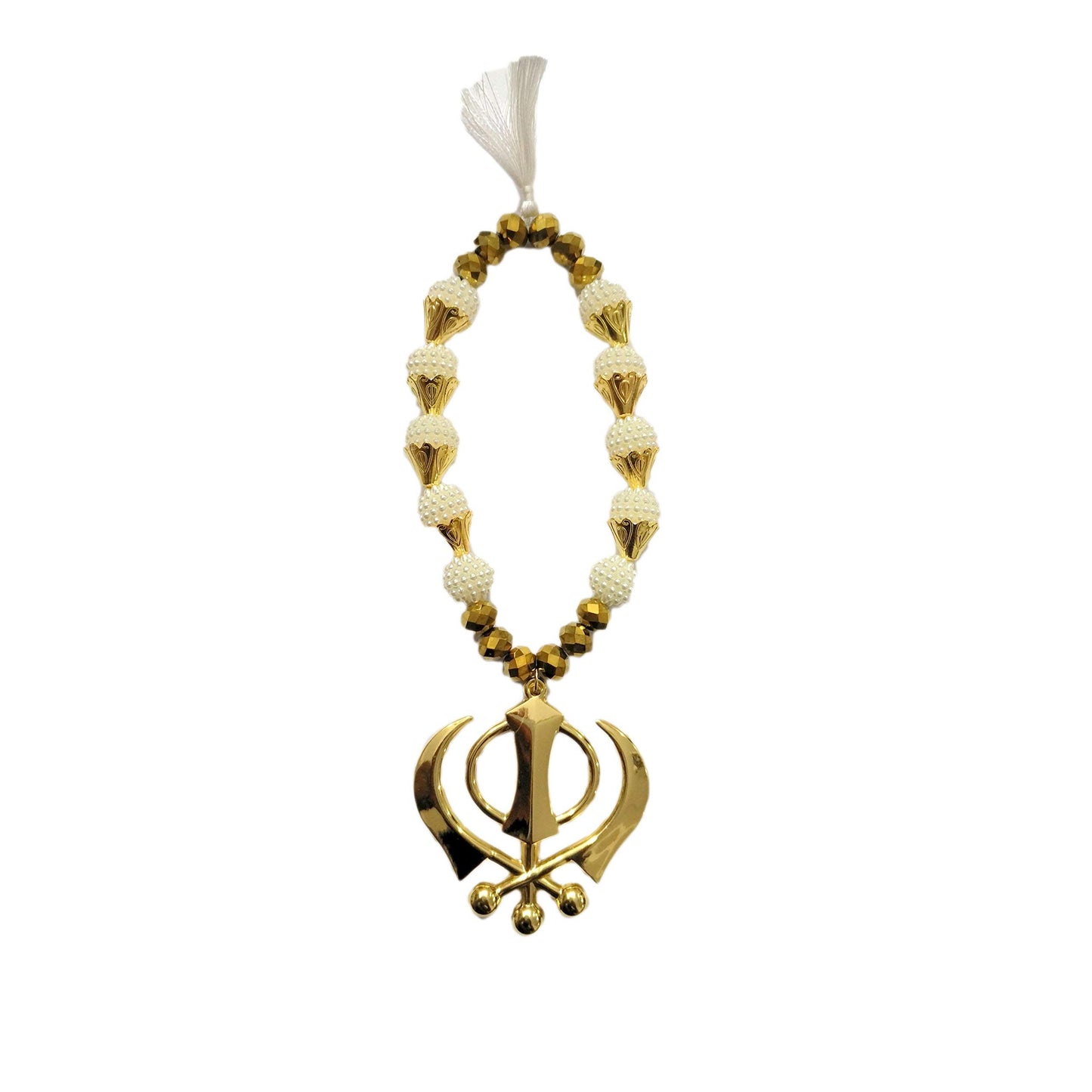 Fancy Metal Khanda with Stones Car Rear Mirror