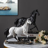 Resin Horse Statue – Elegant Black or White Horse Figurine for Home & Office Decor