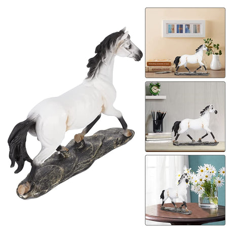 Resin Horse Statue – Elegant Black or White Horse Figurine for Home & Office Decor