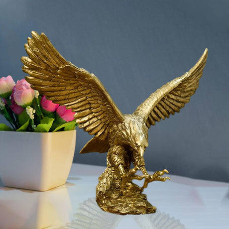 Golden Eagle Statue – Majestic Resin Eagle Figurine for Home & Office Decor