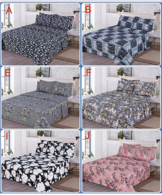 6 Piece Queen Bedsheet Set – 1 Fitted Sheet, 1 Flat Sheet & 4 Pillowcases | Premium Cotton | Multiple Elegant Designs