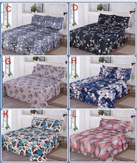 6 Piece Queen Bedsheet Set – 1 Fitted Sheet, 1 Flat Sheet & 4 Pillowcases | Premium Cotton | Multiple Elegant Designs