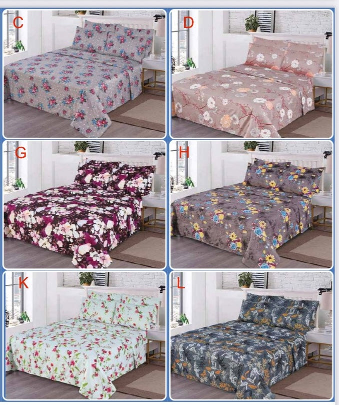 6 Piece Queen Bedsheet Set – 1 Fitted Sheet, 1 Flat Sheet & 4 Pillowcases | Premium Cotton | Multiple Elegant Designs