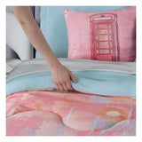 Pastel Abstract Fleece Winter Comforter Set – 3-Piece Ultra Soft Printed Comforter with Solid Pillowcases