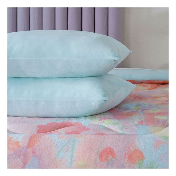 Pastel Abstract Fleece Winter Comforter Set – 3-Piece Ultra Soft Printed Comforter with Solid Pillowcases