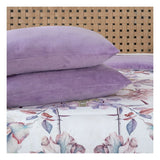 King Size Floral Fleece Winter Comforter Set – 3-Piece Ultra Soft Printed Comforter with Solid Pillowcases