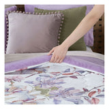 King Size Floral Fleece Winter Comforter Set – 3-Piece Ultra Soft Printed Comforter with Solid Pillowcases