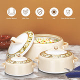 Nayasa Coral Insulated Casserole Set with Lid | Elegant Floral Design Hot Case for Roti, Rice & Serving
