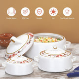 Nayasa Coral Insulated Casserole Set with Lid | Elegant Floral Design Hot Case for Roti, Rice & Serving