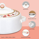 Nayasa Coral Insulated Casserole Set with Lid | Elegant Floral Design Hot Case for Roti, Rice & Serving