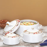 Nayasa Coral Insulated Casserole Set with Lid | Elegant Floral Design Hot Case for Roti, Rice & Serving