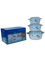 Complete 3-Piece Elegant Blue Floral Casserole Set – For Family Dining & Parties