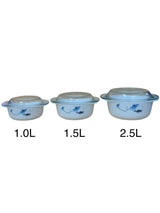 Complete 3-Piece Elegant Blue Floral Casserole Set – For Family Dining & Parties