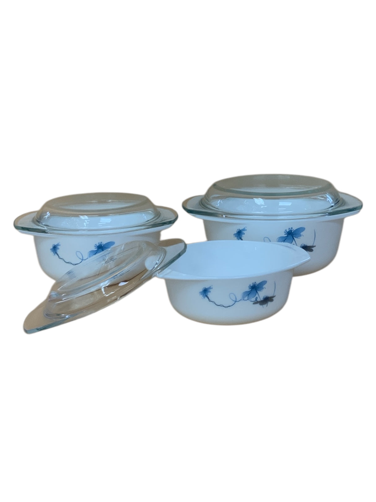 Complete 3-Piece Elegant Blue Floral Casserole Set – For Family Dining & Parties