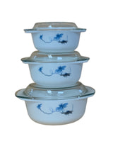 Complete 3-Piece Elegant Blue Floral Casserole Set – For Family Dining & Parties