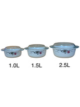Elegant 3-Piece Pink & Grey Floral Casserole Set