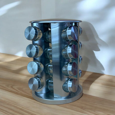 Stainless Steel Masala Rack with 12 jar
