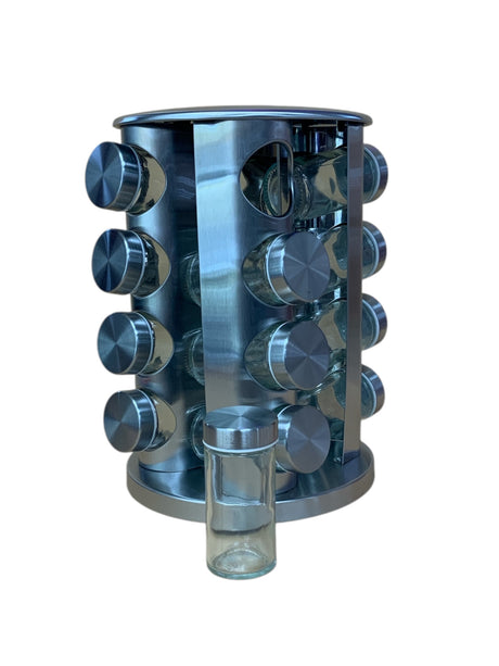 16-Jar Stainless Steel Masala Rack for Kitchen Organization