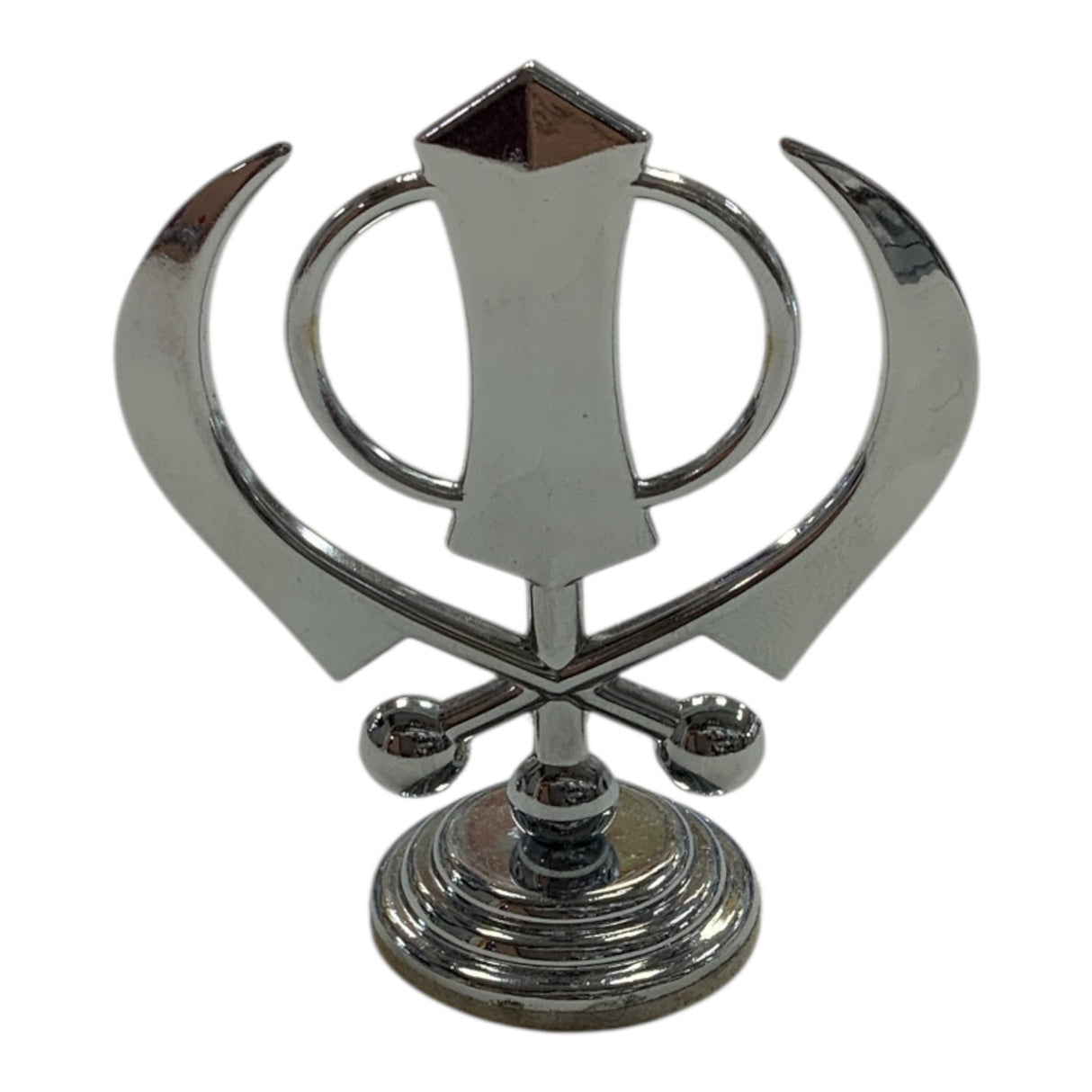 Car Dashboard Khanda Symbol – Premium Sikh Religious Emblem in Silver & Gold Finish