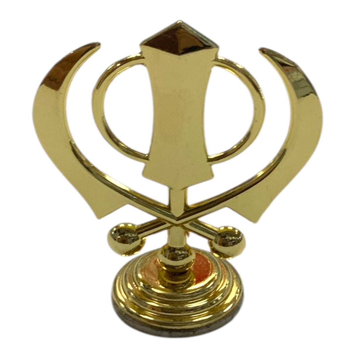 Car Dashboard Khanda Symbol – Premium Sikh Religious Emblem in Silver & Gold Finish