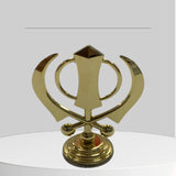 Car Dashboard Khanda Symbol – Premium Sikh Religious Emblem in Silver & Gold Finish