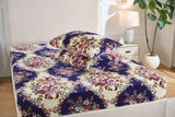 Cozy Fleece Flannel Bedsheet Set – Ultra Soft Blue Floral Print | King, Queen & Twin Sizes | Deep Pocket Fitted Sheet